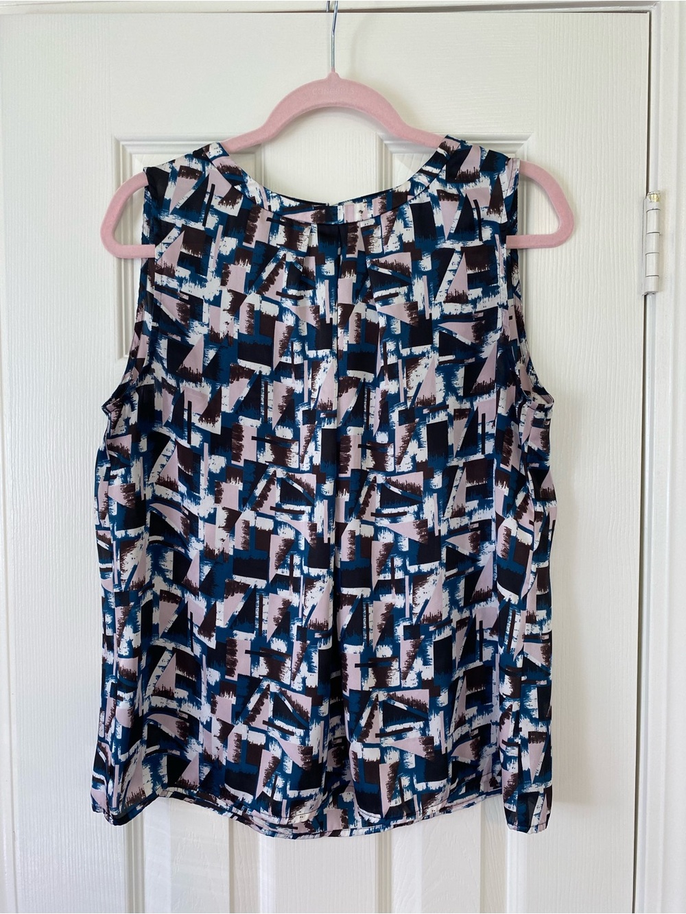 Nine West Navy, Pink & Brown Geometric Print Sleeveless Tank